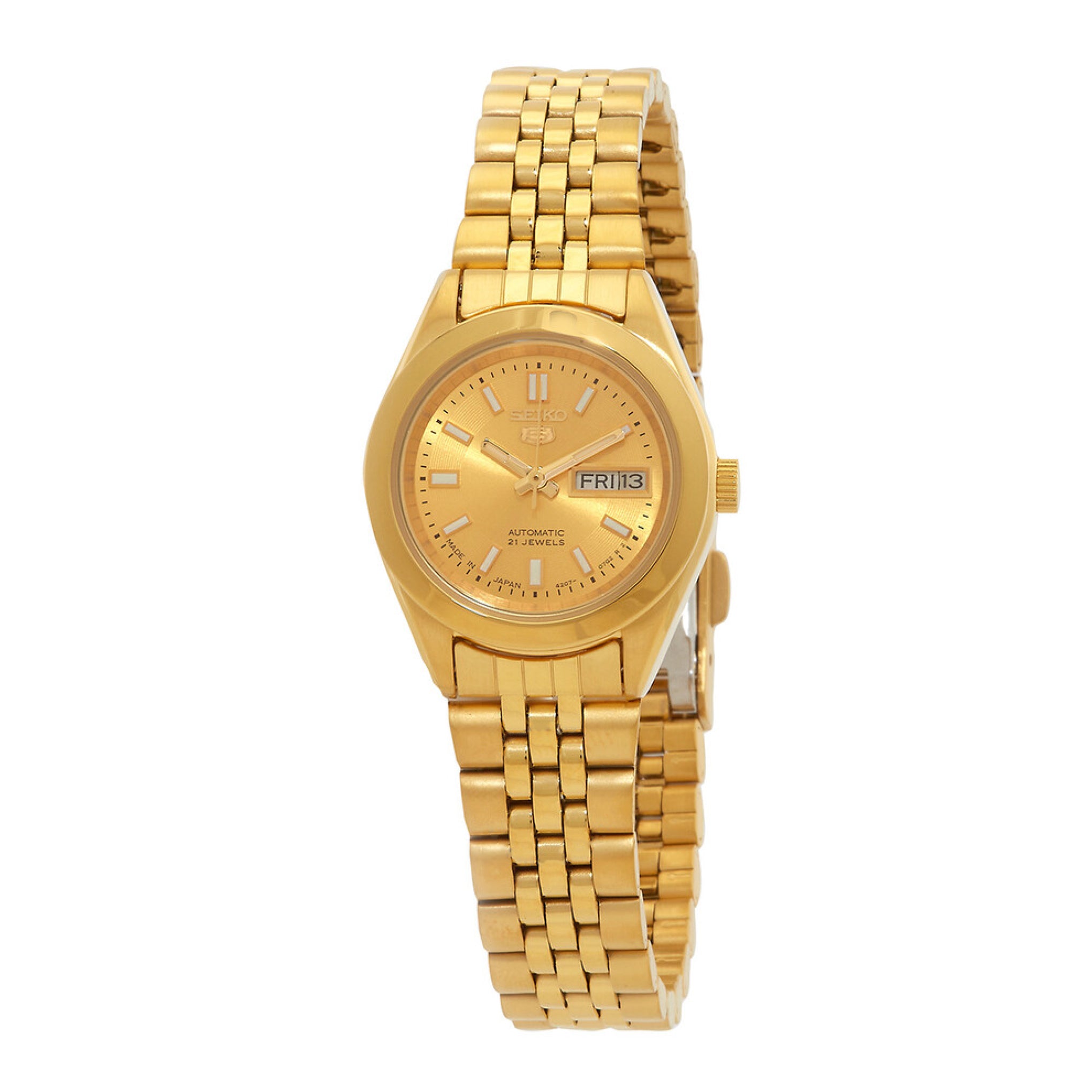 Seiko 5 Women's 5 Automatic Gold Dial Stainless Steel Watch Symh54j1 ...