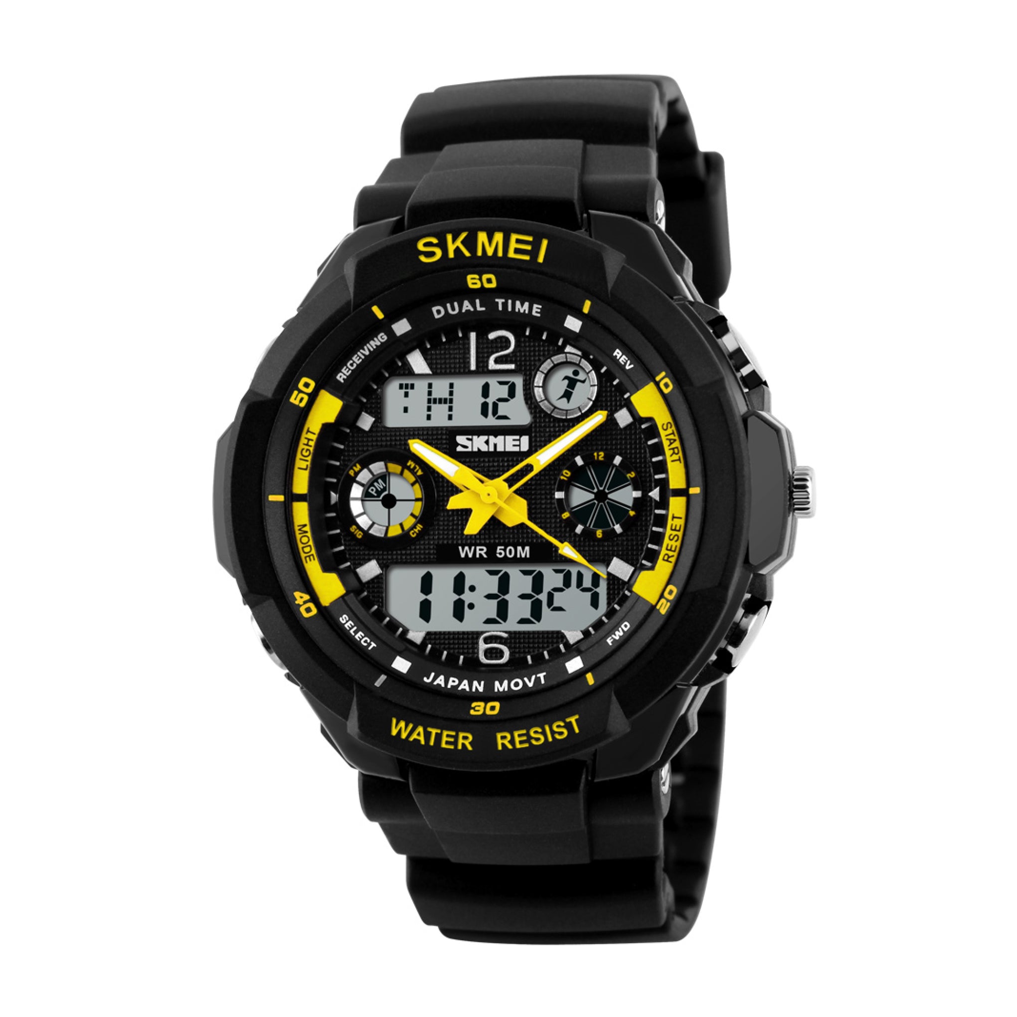 Skmei Men S Sports Dual Display Analogue And Digital Yellow Watch Jomla Ae