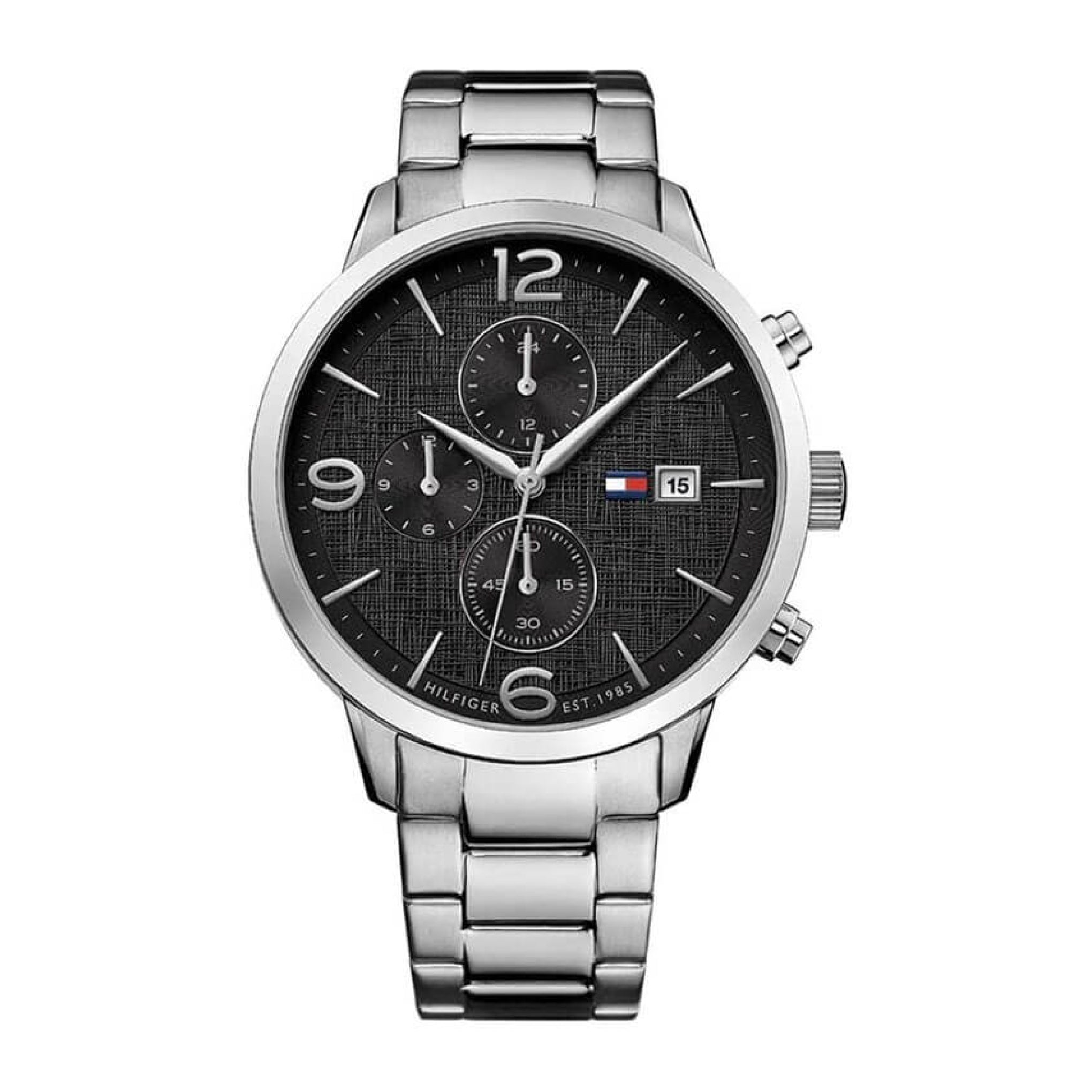 Tommy Hilfiger Men's Black Dial Stainless Steel Band Watch - 1710356 ...
