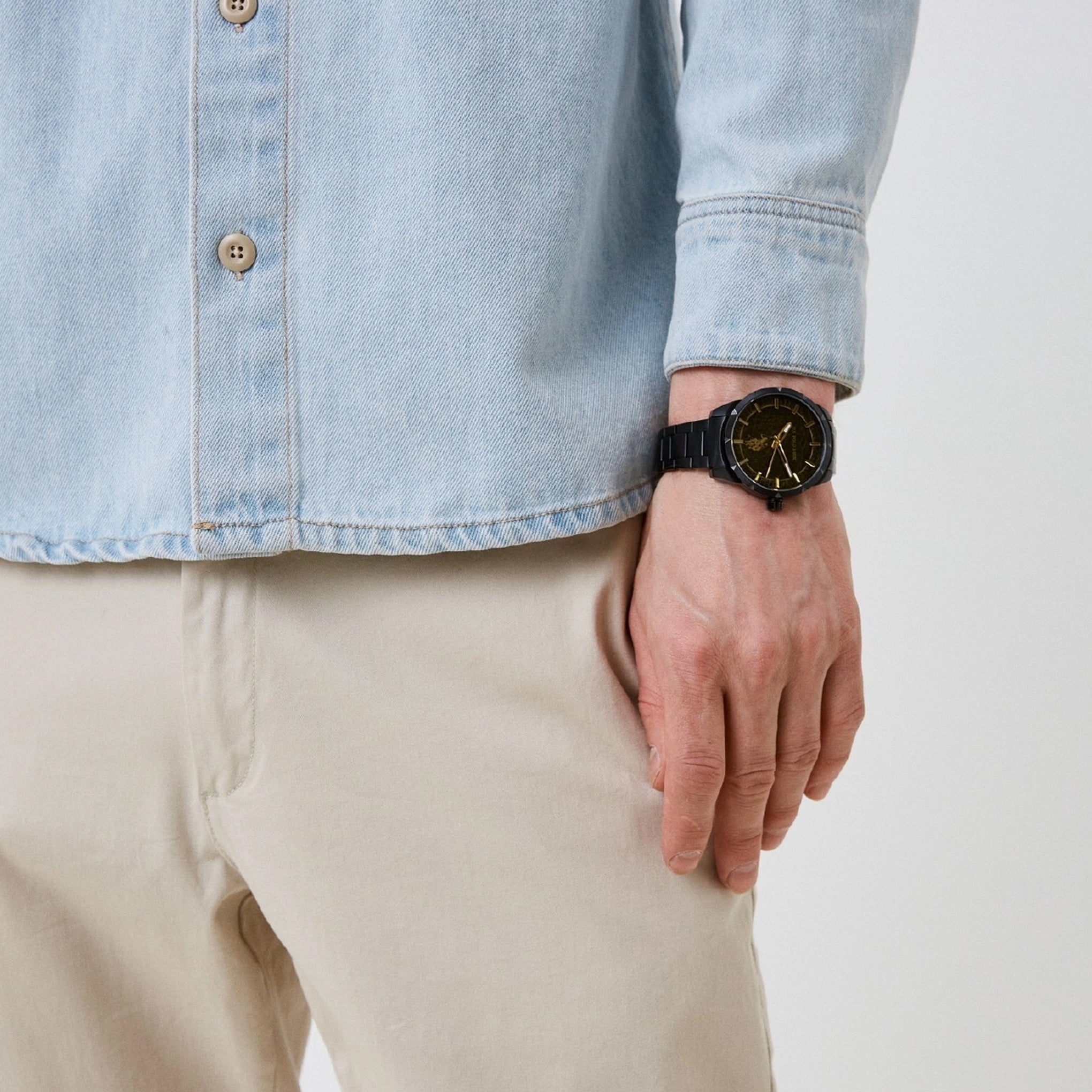 Order Polo Men's Analogue Black Stainless Steel Watch