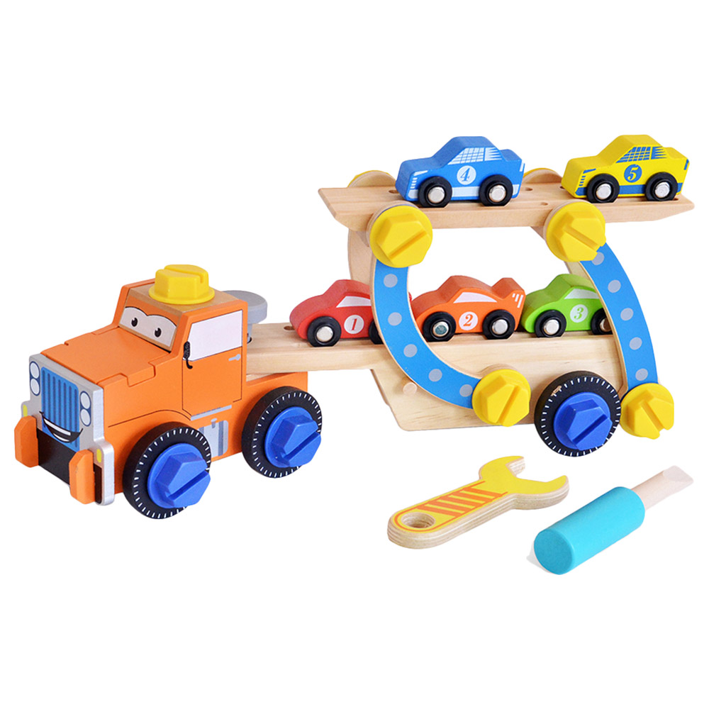 A Cool Toy - Build-Your-Own Wooden Race Car Transporter Truck | Jomla.ae