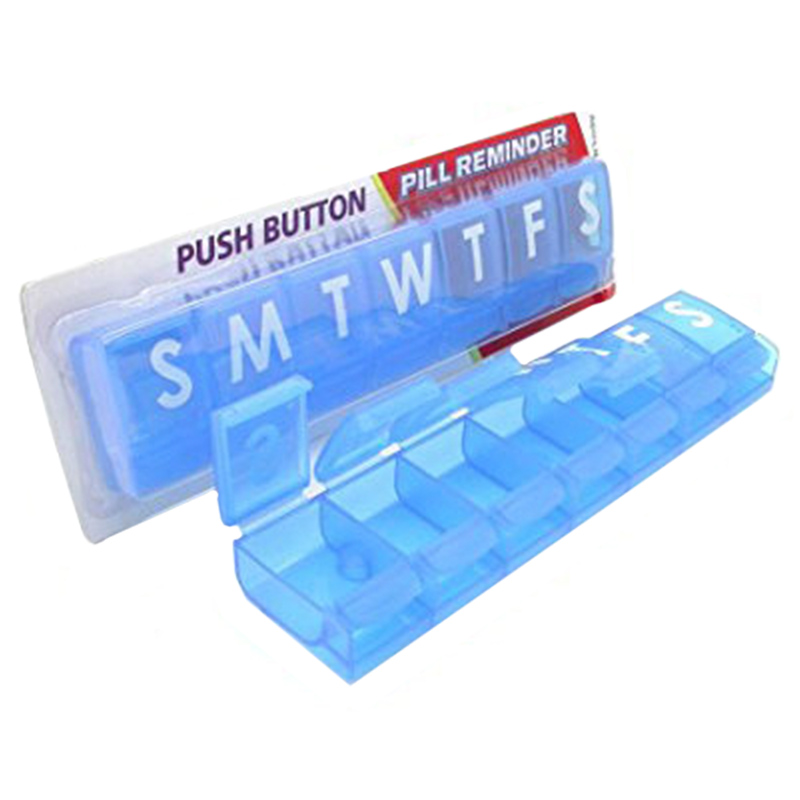 Order Acu Life - Pillbox 7 Day Push Button - Assorted Color Now! | Jomla.ae