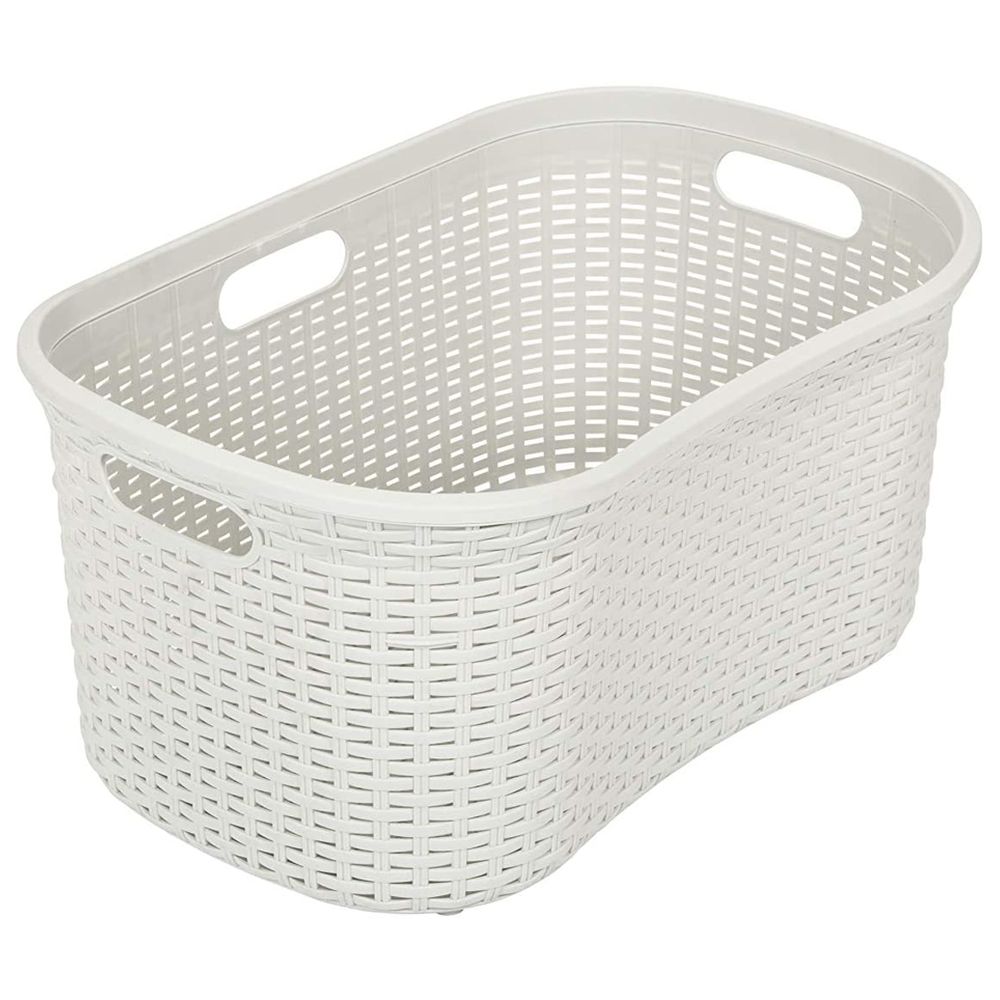 Addis Rattan Laundry Basket Light Grey 40L Jomla.ae