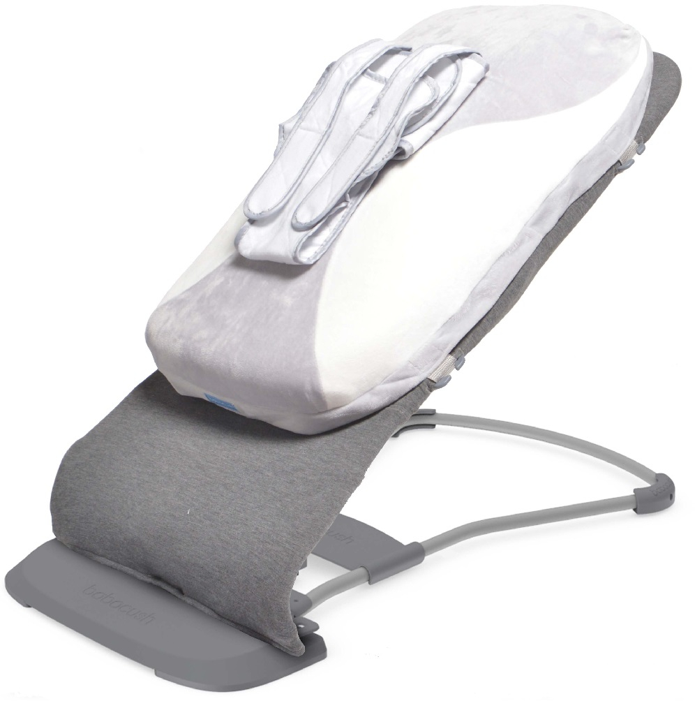Babocush Ergonomic Baby Bouncer + Baby Comfort Cushion Grey & White