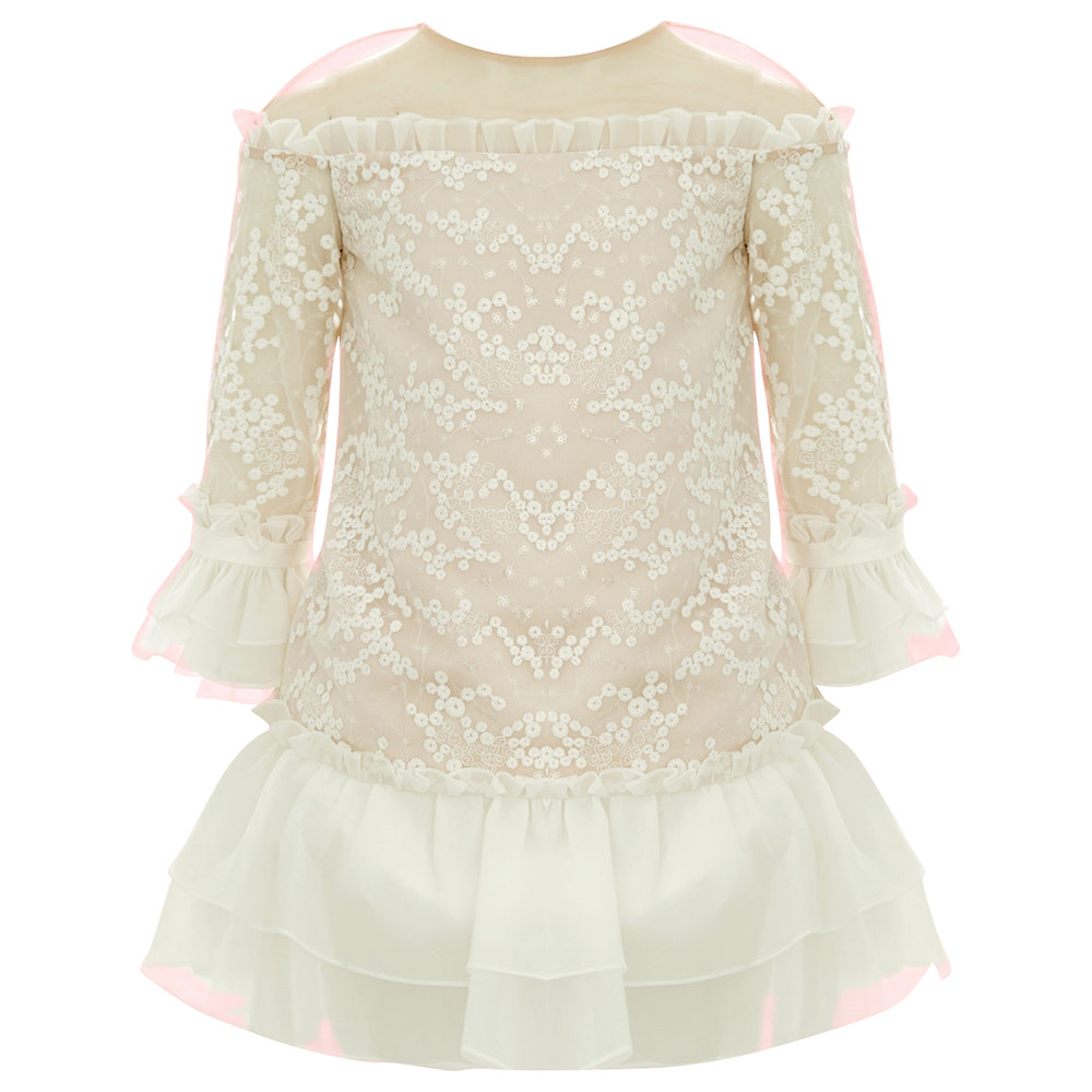 Baby Doll - Embroidery Short Dress With Sequence - Ivory | Jomla.ae