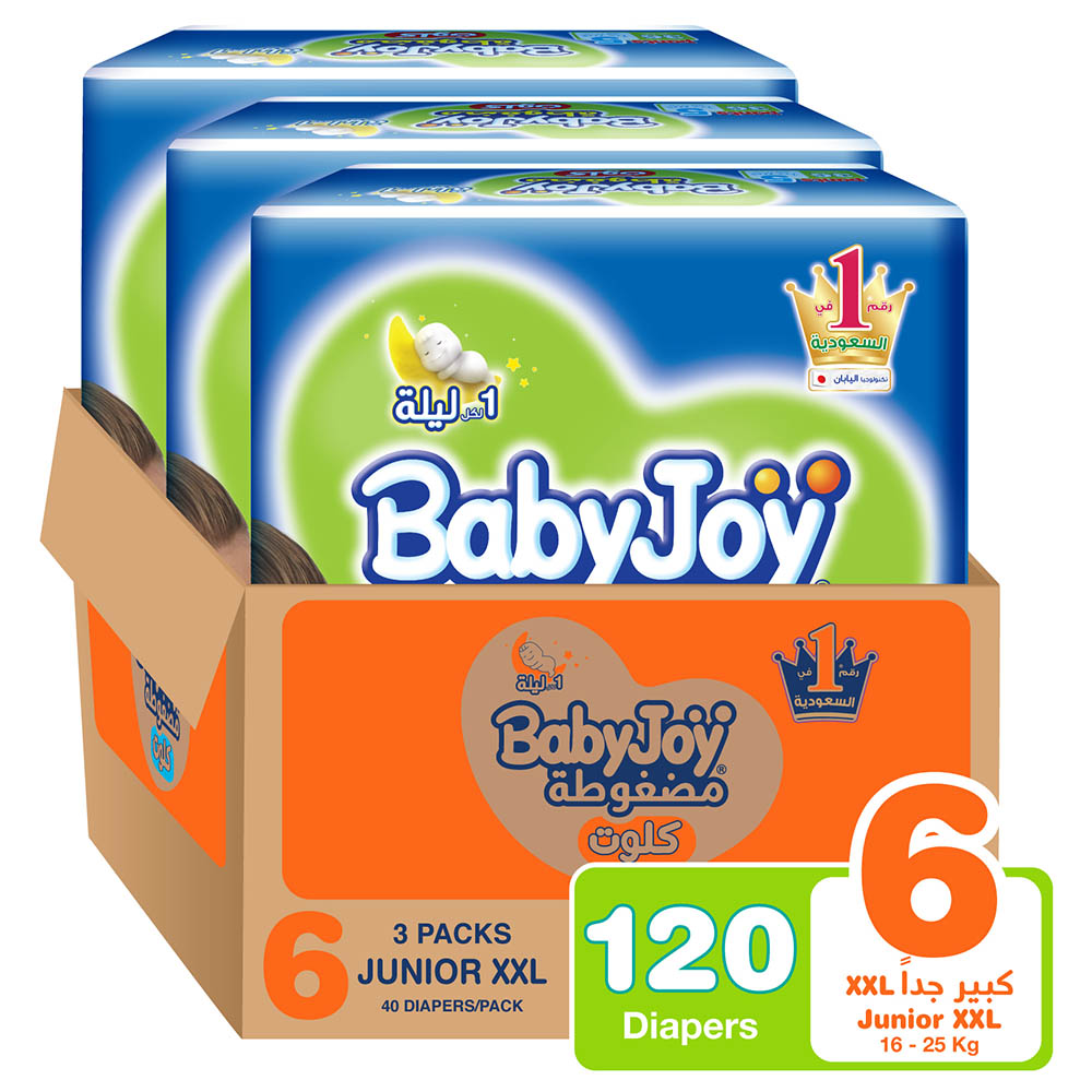 Babyjoy Cullotte Pants Diaper, Mega Pack Junior XXL Size 6, Count 120