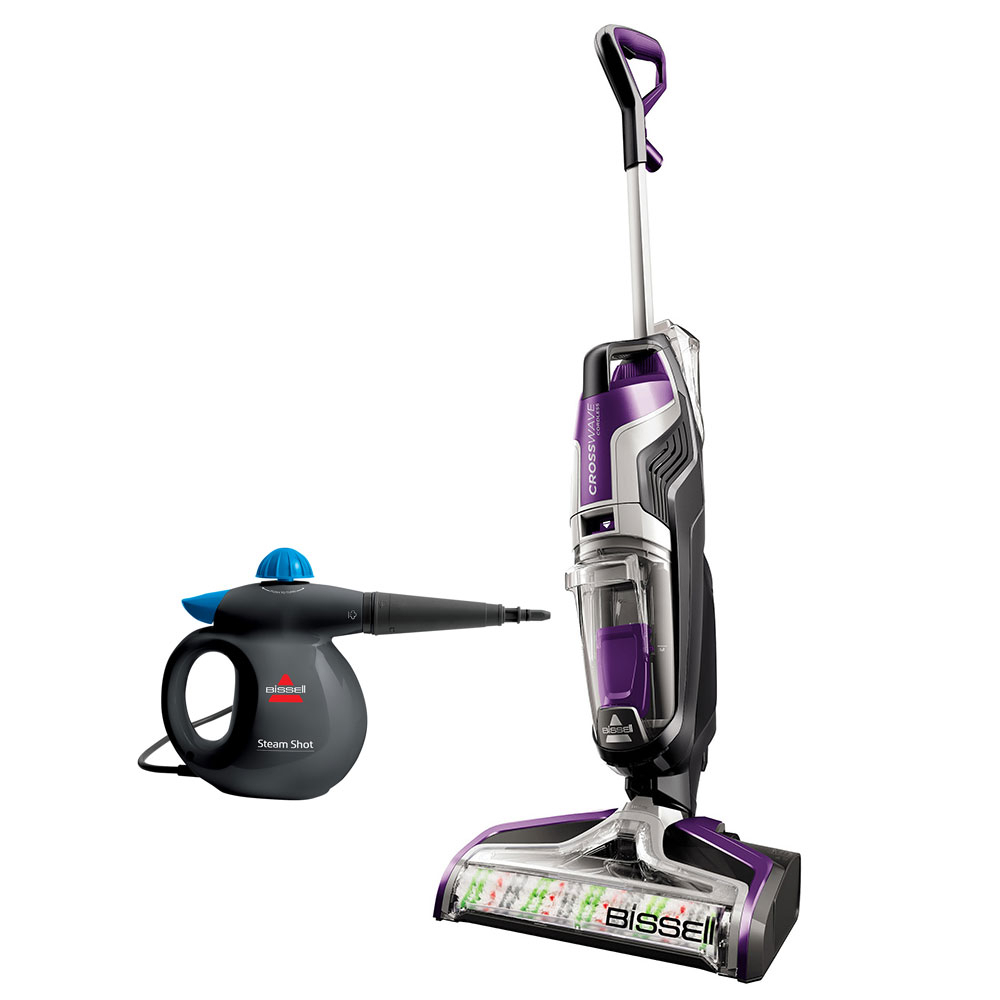 Bissell - 3-in-1 Crosswave Cordless Vacuum + Bissell Steam Shot Steam ...