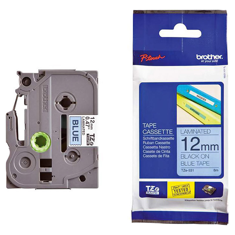 Brother - 12mm Black On Blue Label Tape | Jomla.ae