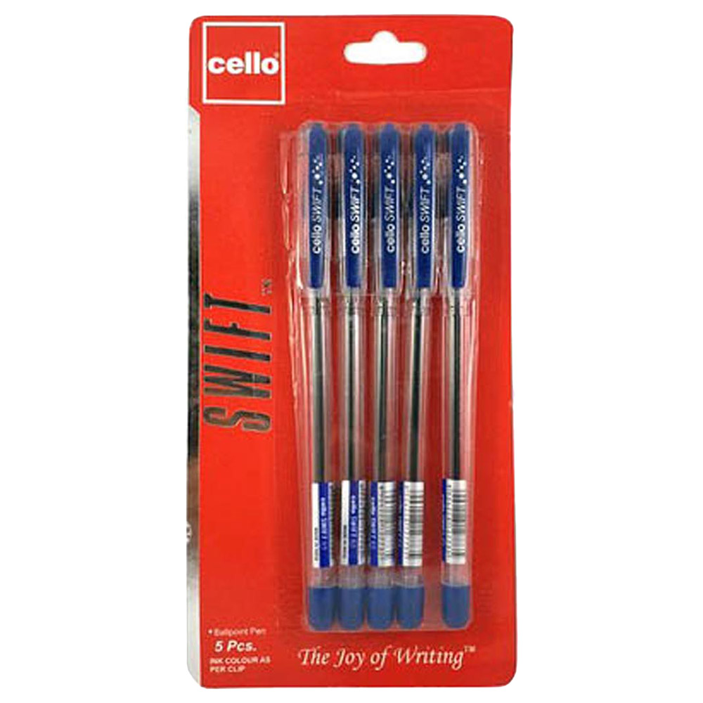 Cello Ball Pen Swift 0.7mm Blue Pack of 5 Jomla.ae
