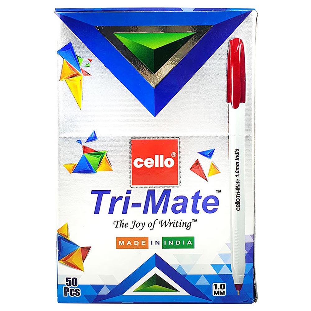 Cello Ball Pen Trimate 1.0mm Red Pack of 50 Jomla.ae
