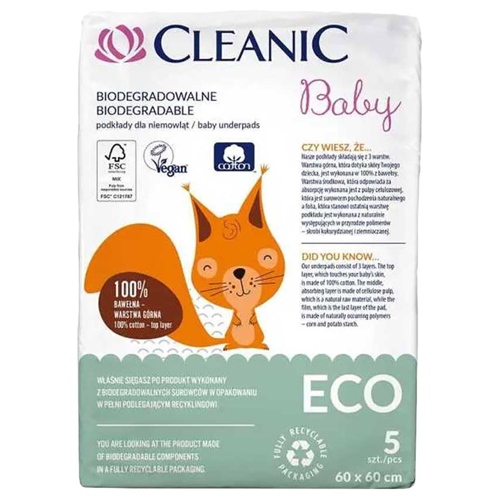 Order Cleanic - Baby ECO Underpads 5Pcs Now! | Jomla.ae