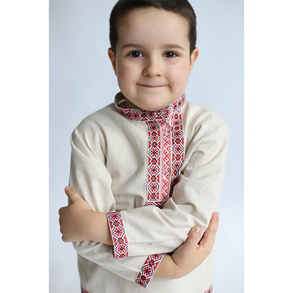 D Daniela Boys Traditional Wear Kosovorotka Shirt Lt Grey Jomla.ae