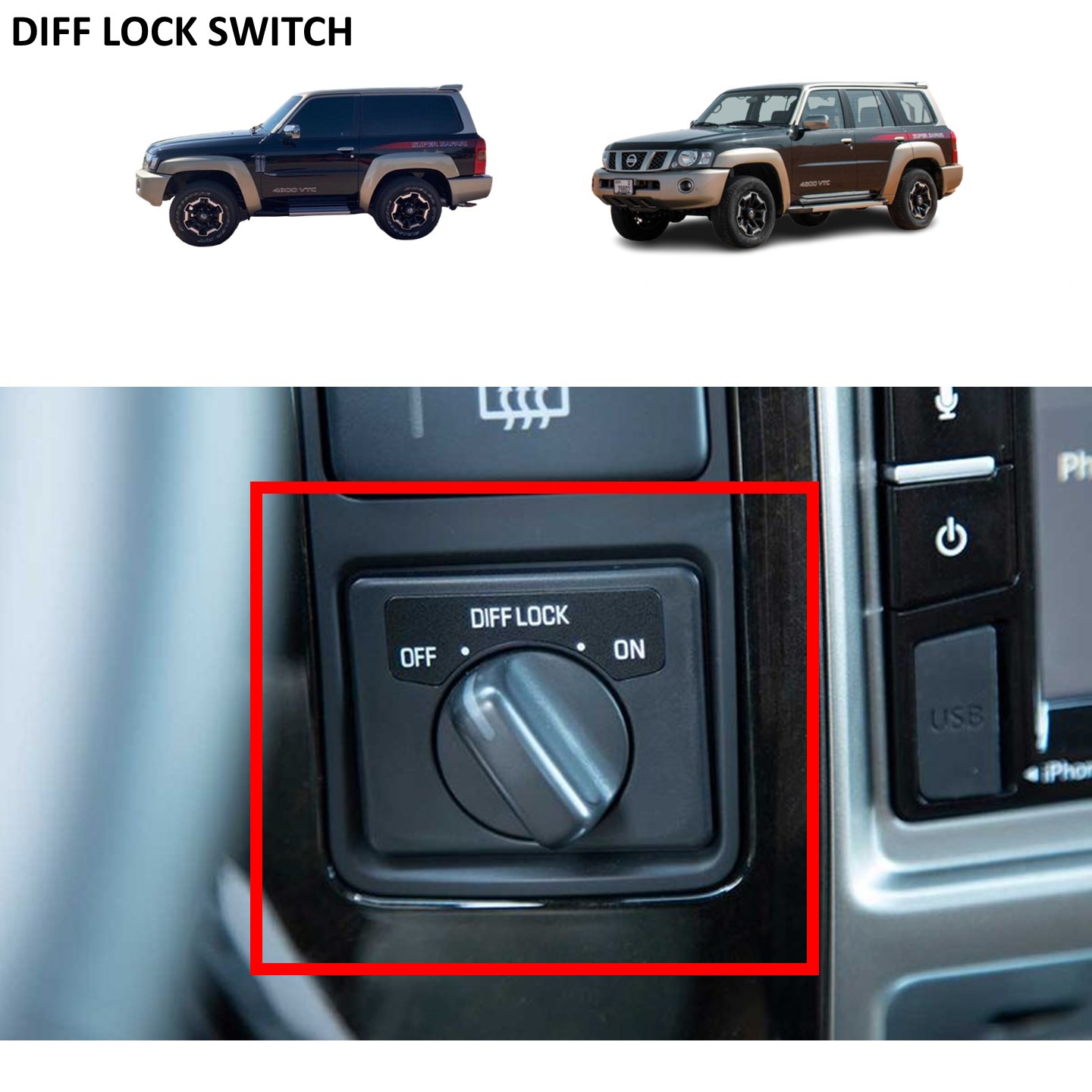 Diff Lock Switch Nissan Patrol Y61 VTC GU | Jomla.ae