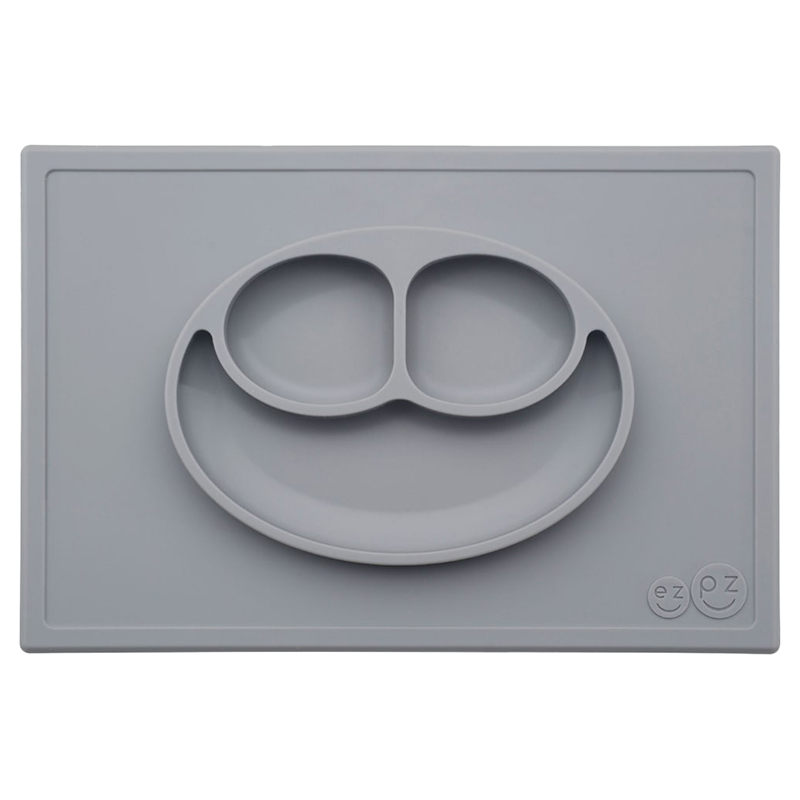 Ez Pz Mini Mat - Gris Claro - Mantel Individual + Plato De Silicona, 12+ Meses, Antideslizante (Lavavajillas Y Microondas)