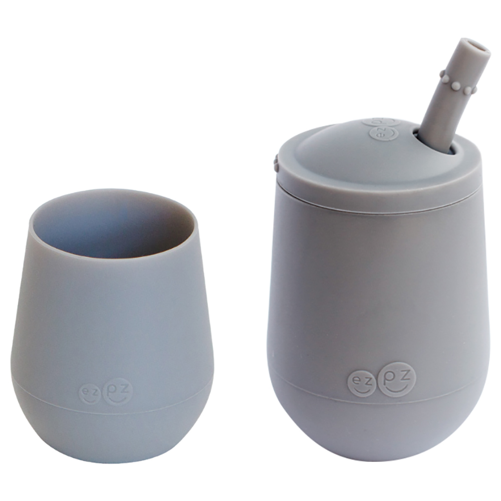 Ez Pz EZPZ Mini Tazza Con Cannuccia In Silicone Indaco, 120 Ml, Per Bambini, Adatta A Microonde E Lavastoviglie