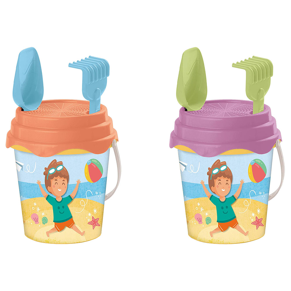 Mondo Toys - Set Seau Princesse 6 Pièces - Seau 17 Cm + Arrosoir - Jouet Plage - Pelle, Râteau, Tamis, Moule - Cadeau été