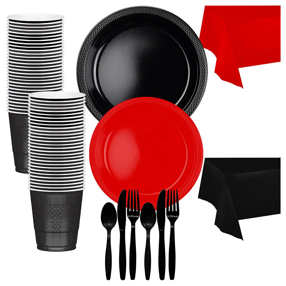 Party Cookware Party Centre - Tableware Kit For 20 Guest - Jet & Red | Jomla.ae
