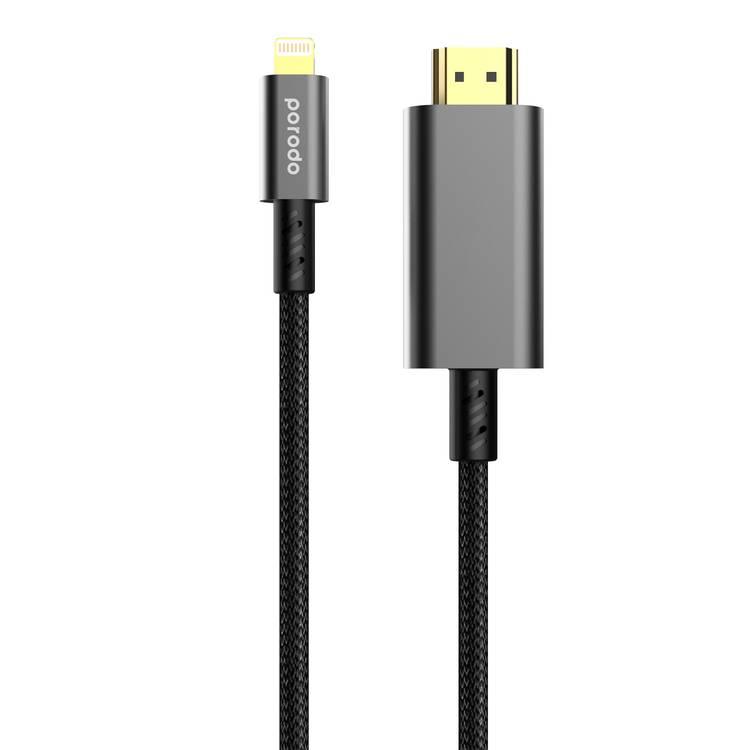 اطلب سلك اتش دي لايتنينغ 1.8 متر أسود بورودو Porodo HDMI Cable with ...