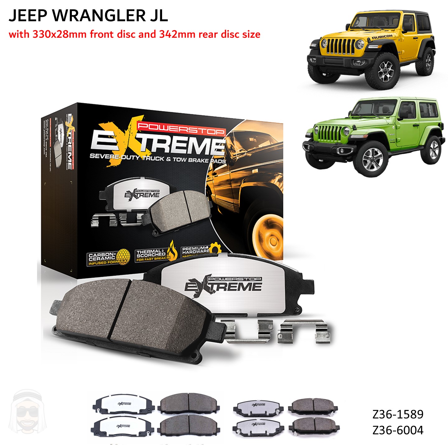 Jeep Wrangler JL (Brake Code BR2) 4 Carbon Fiber Ceramic Brake Pads