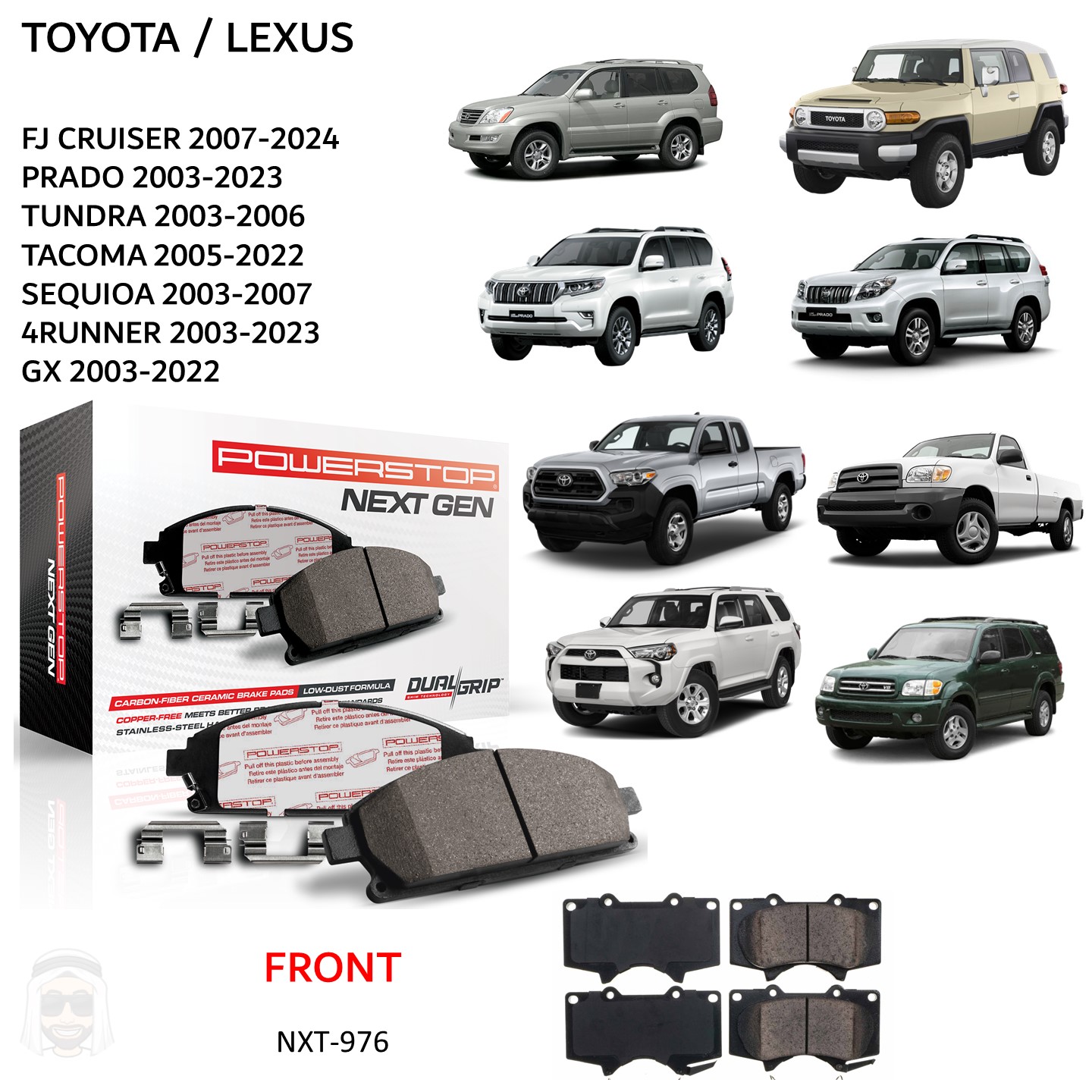 Front Ceramic Brake Pads For Toyota 4Runner FJ Sequoia Tacoma - Foto 6