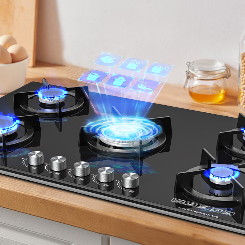 Winning Star Tempered Glass 5 Burner Gas Cook Tops Kitchen Stove - View 2