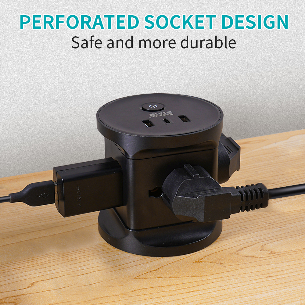 Winning Star Universal Outlet Socket 2500W 3m Extension Cord White - View 4