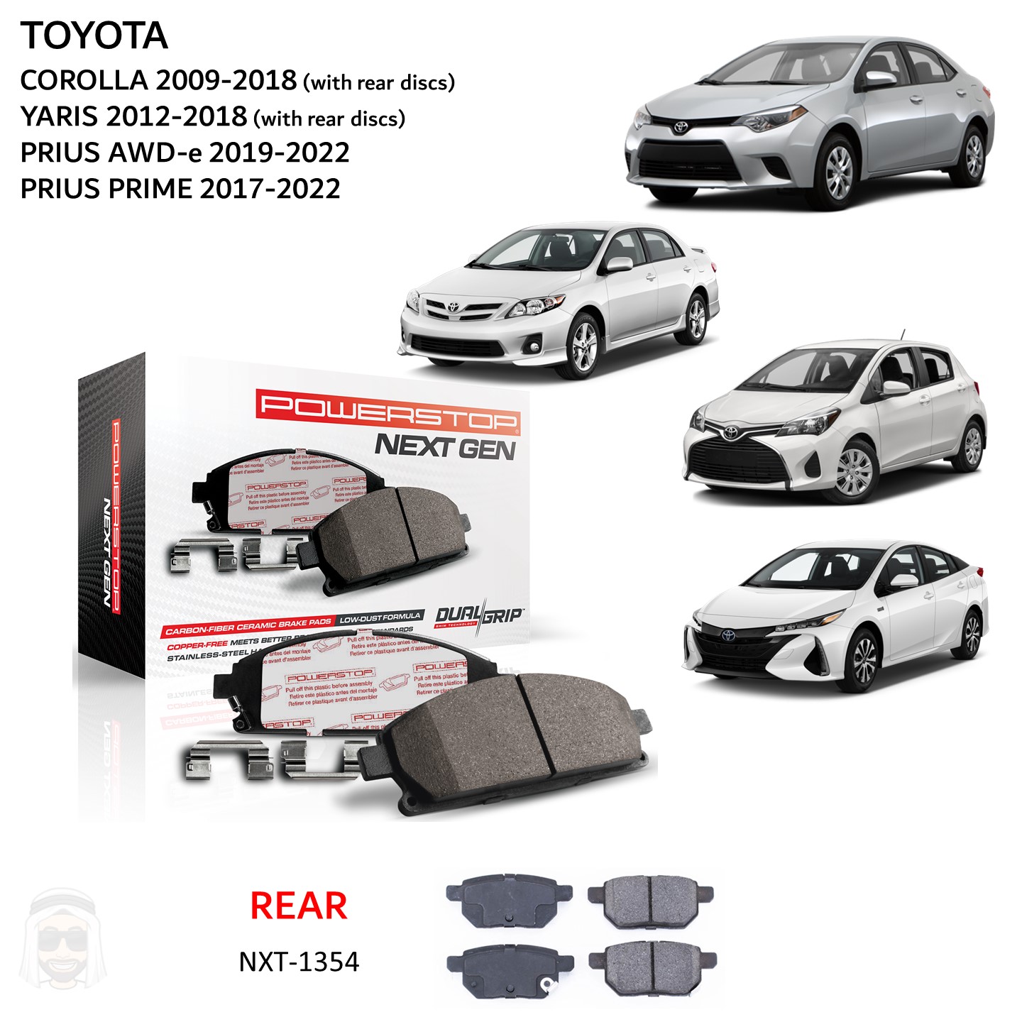 Awde Order Toyota Corolla Yaris Prius - Rear Carbon Fiber Ceramic Brake Pads ...