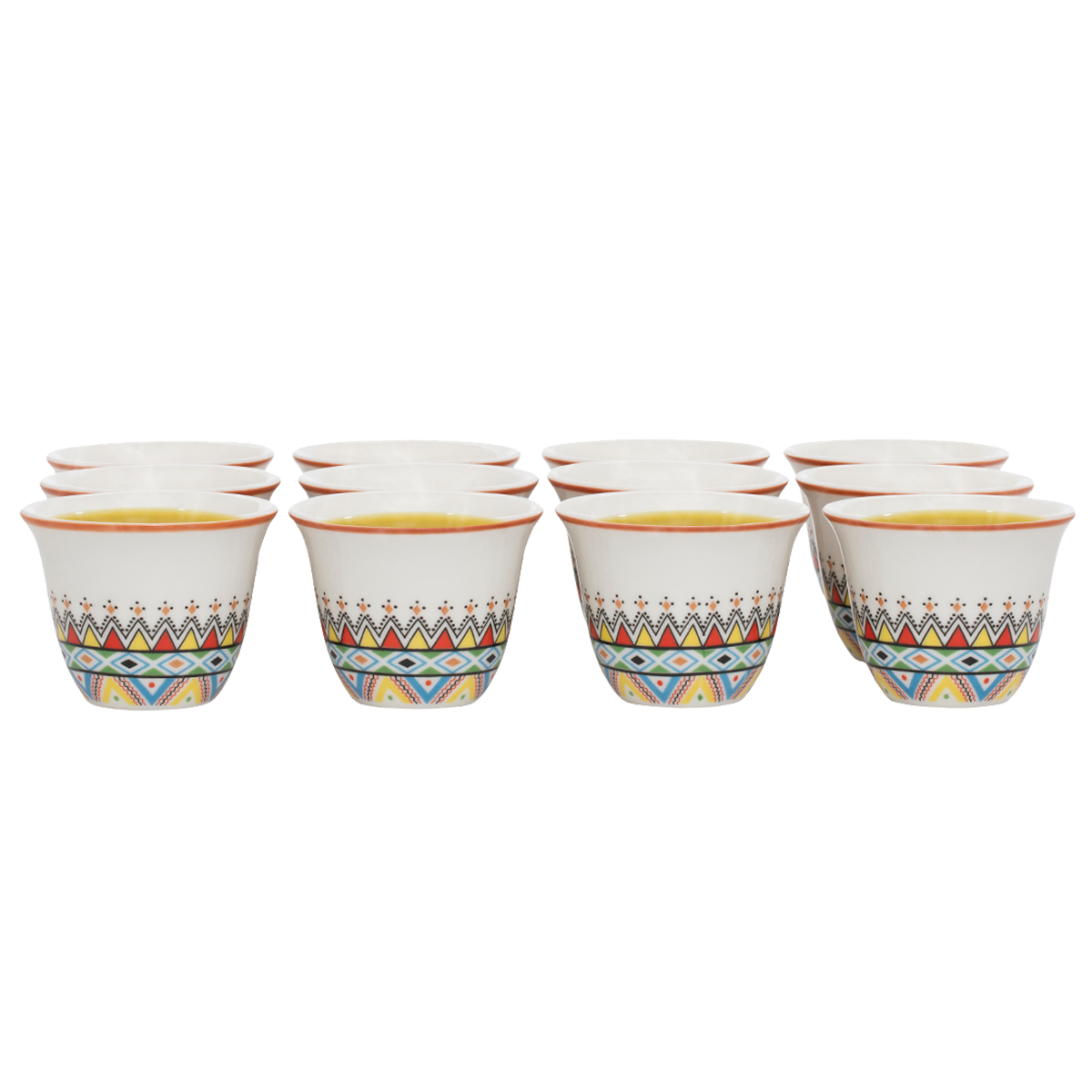 Al Saif Gallery Arabic Coffee Cups Set Asiri Pattern 12 Pieces | Jomla.ae