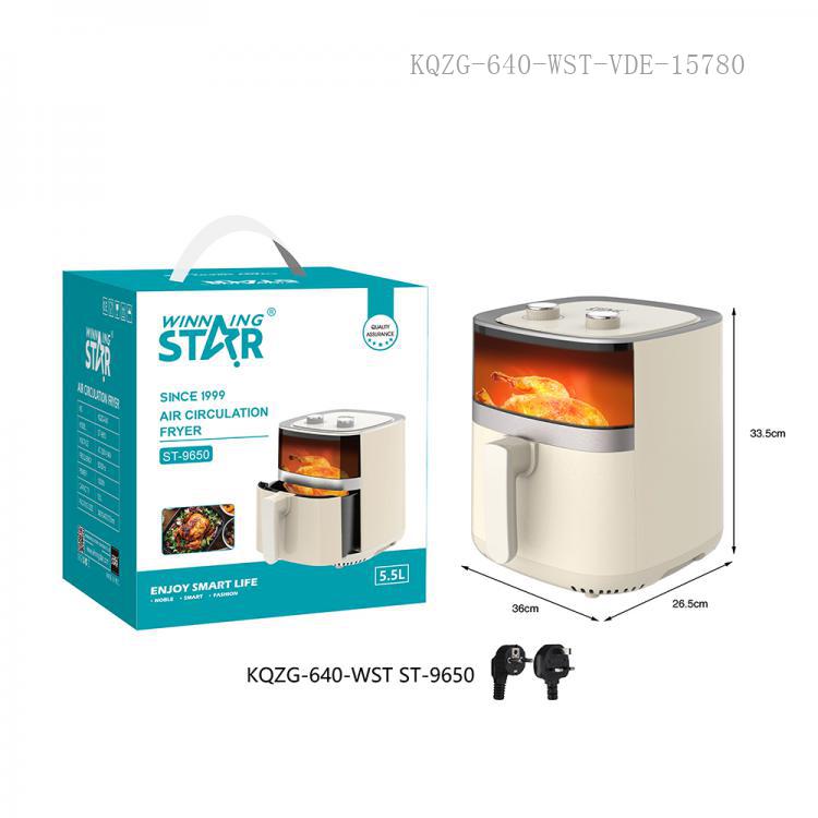 Winning Star 5.5L 1500W Air Fryer with Visible Window and Adjustable Temperature Control - View 6