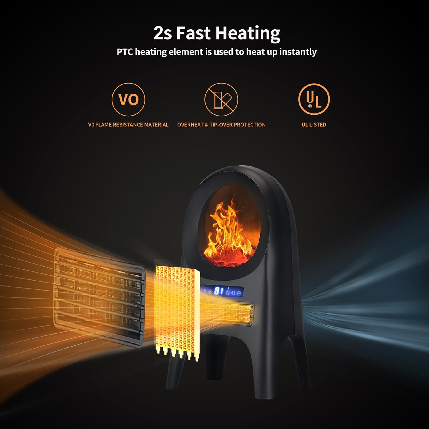 Winning Star Electric Heater 2000W with LED Screen, Remote Control & Safety Features - View 11