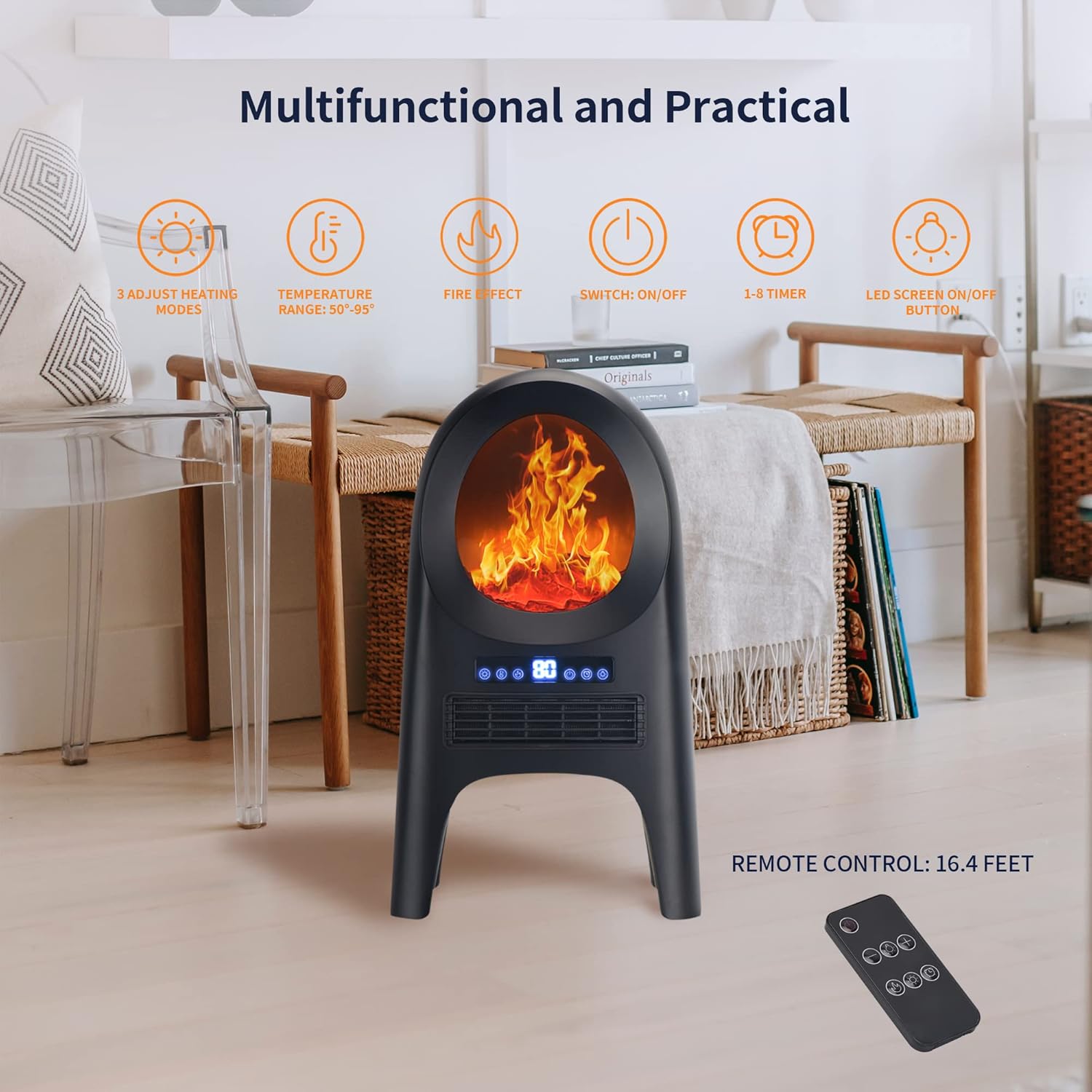 Winning Star Electric Heater 2000W with LED Screen, Remote Control & Safety Features - View 10