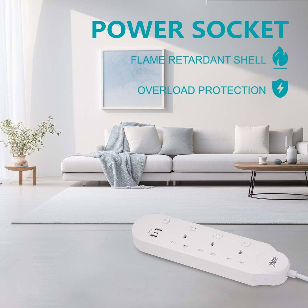 Winning Star Power Socket with 3 UK Outlets, Type-C & USB Ports, 3m Cable, 2000W Capacity - View 2