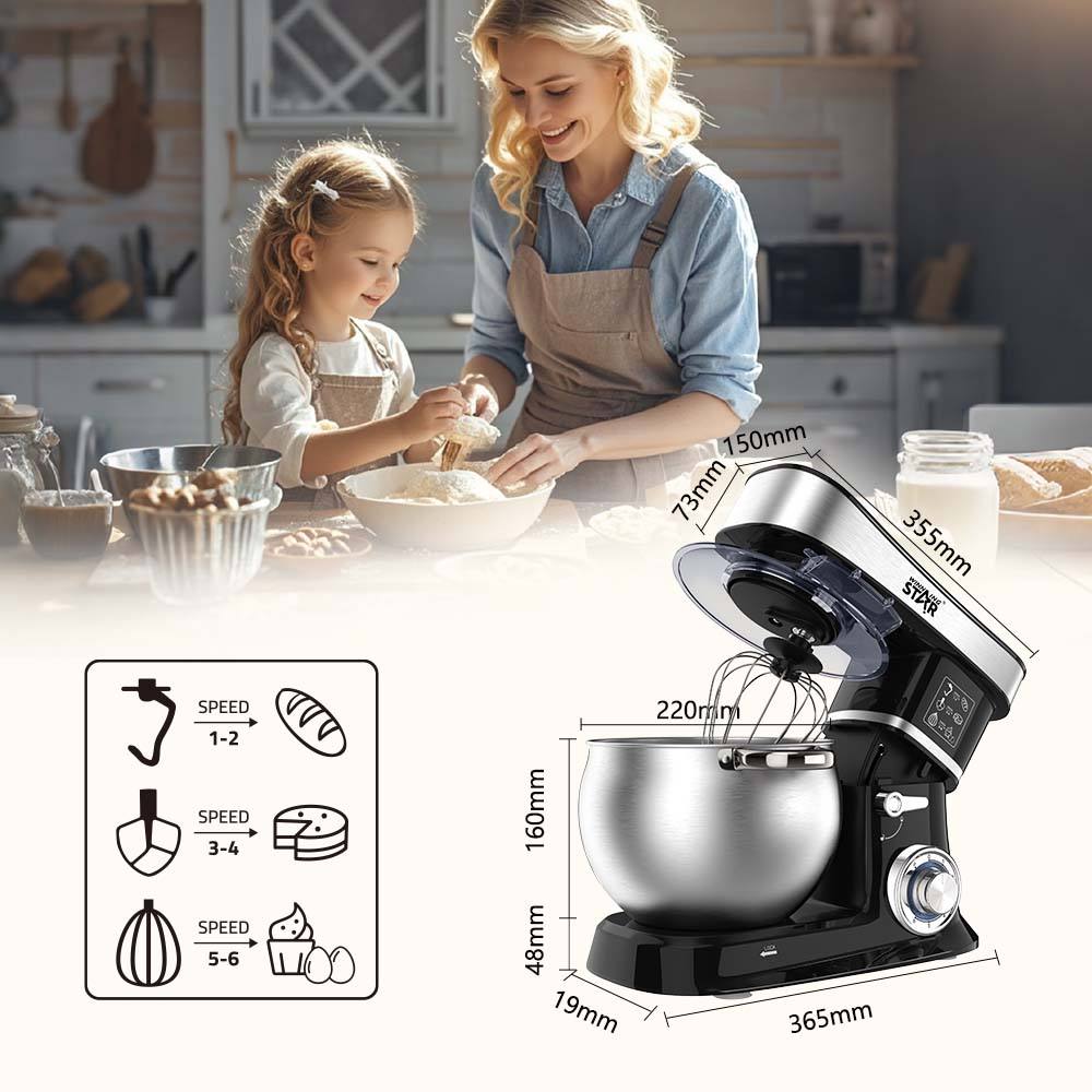Winning Star 6 Speed 6L Stainless Steel Stand Mixer 1200W with LED Indicator - View 4