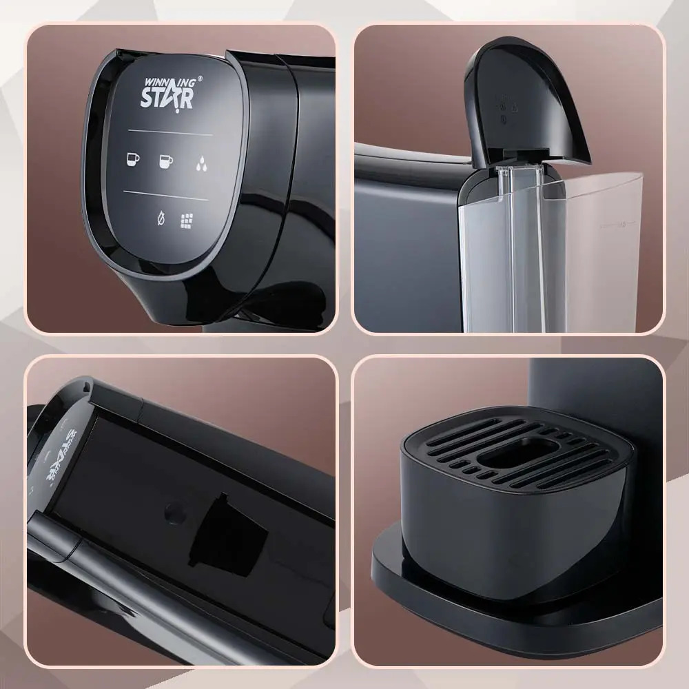 Winning Star Electric Capsule Coffee Machine 1200W 19 Bar, Compact Design, 1L Water Tank - View 4