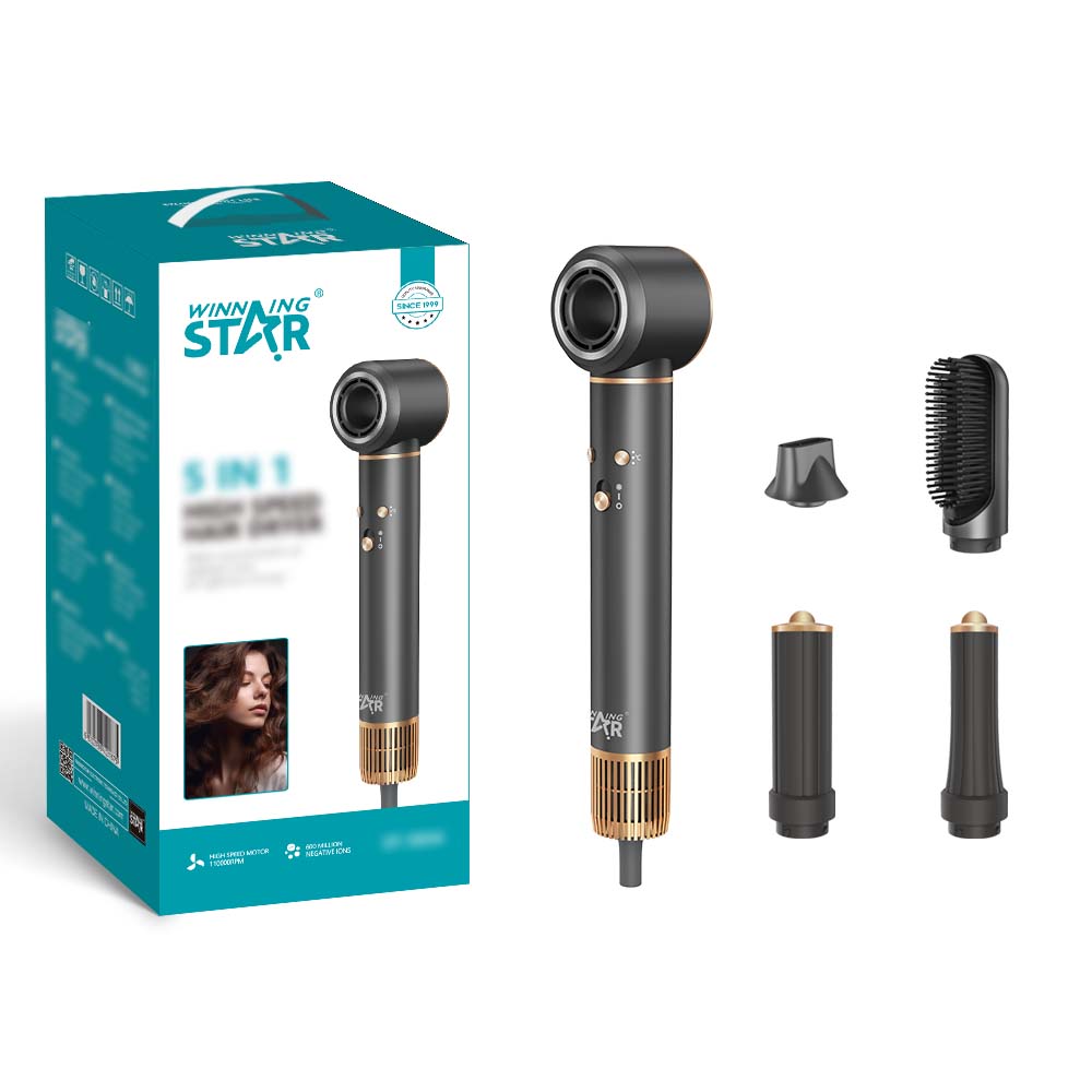 Winning Star Multi-Functional Negative Ion High Speed 5 In 1 Hair Dryer 1300W - Black (Used) - View 4