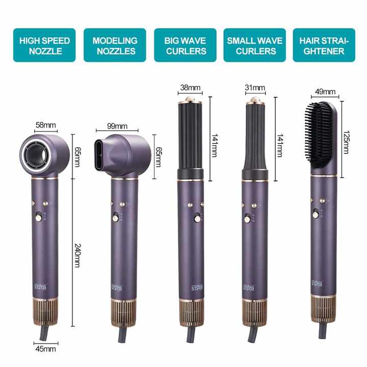 Winning Star Multi-Functional Negative Ion High Speed 5 In 1 Hair Dryer 1300W - Black (Used) - View 3
